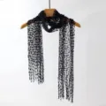 Black Sequin Tassel Scarf Open Knit Mesh Long Scarf Stylish Women Cover-Up Accessory - 170x38cm / Black