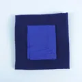 Detailed view of the dark blue chiffon long scarf and royal blue inner cap set. - 6-37 Royal Blue