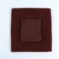 Detailed view of the dark maroon chiffon long hijab scarf and inner cap set nicely. - 11-120 Coffee