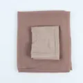 Chiffon hijab scarf set with matching inner cap in dusty pink, detail view of folded textile. - 17-19 Light Brown