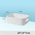 White rectangular plastic desktop storage organizer basket with handles 20x14x7cm - Extra Large