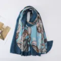 Blue paisley print women lightweight scarf summer sun protection breathable fashion shawl - Blue Paisley