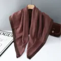Elegant women's simulation silk square scarf, stylish vintage neckerchief for daily wear. - Burgundy