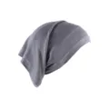 Grey rayon inner hijab cap detail, stretchy soft sweat cloth basic tube beanie for daily wear. - Gray