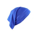 Solid blue rayon undercap hijab stretchable sweat cloth tube cap detail showcase - Blue