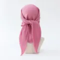Pink pleated headscarf for women, solid color hijab wrap, elegant 90cm square scarf accessory. - Polka Dot (#3)