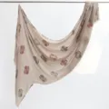 Khaki Floral Print Scarf Fringe Tassel Lightweight Fashion Shawl Women Daily Wear - Light Khaki