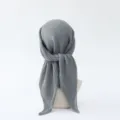 Solid Color Pleated Scarf Women 90CM Square Turban Headwrap Grey Hijab Fashion Accessory - Polka Dot (#4)