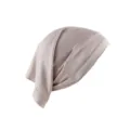Solid color cotton hijab cap, soft stretchy undercap for women, comfortable daily inner tube hat. - Light Beige