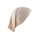 Plain modal inner hijab cap detail view, soft stretch jersey fabric underscarf for women. - Beige