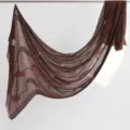 Brown cotton linen scarf, elegant fringe shawl, stylish printed head wrap for women. - Brown