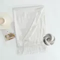 Silver shimmering tassel scarf, elegant long shawl wrap for women, sparkling fashion accessory. - Geometric #5