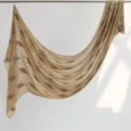 Khaki cut-flower printed cotton linen fringed scarf shawl for women chic accessory - Khaki