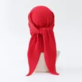 Solid red pleated women's headscarf hijab square wrap fashion versatile accessory - Style #10