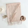 Elegant metallic shimmering tassel scarf, vintage solid color long shawl for women - Style #8
