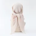 Solid color pleated hijab for women, beige lightweight square headscarf, elegant daily wear wrap. - Style #11