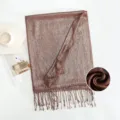 Metallic Shimmer Long Scarf Brown Tassels Autumn Winter Warm Fashion Shawl Variant - Style #9