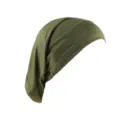 Stretchy rayon jersey inner hijab cap, solid color tubular underscarf for women. - Army Green