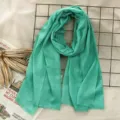 Solid color mint green cotton linen scarf, lightweight breathable wrap for autumn winter style. - 180x70cm / Mint Green (#4)
