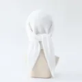 Solid color pleated square headscarf for women, elegant white fashion turban wrap accessory variant. - Style 12