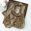 Metallic shimmering long scarf women gold shawl elegant party head wrap fashion hijab - Color #3