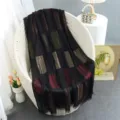 Elegant black cut-out scarf shawl, stylish autumn winter accessory with colorful blocks. - Black