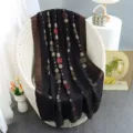 Elegant black polka dot women's scarf shawl, versatile autumn winter warm fashion accessory - Black