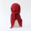 Red Pleated Square Scarf 90cm Solid Color Muslim Hijab Head Wrap Women Fashion Accessory - Style 15