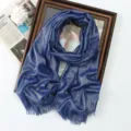 Blue glitter scarf for women, shimmering long shawl wrap for spring and summer fashion style. - Blue