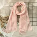 Pink cotton linen scarf for women, solid color fringe casual wrap, soft autumn winter neckerchief. - Light Pink (#8)