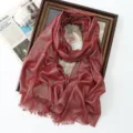Red metallic shiny scarf for women, elegant long sparkly shawl wrap for evening party. - Dark Red
