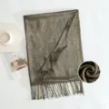 Metallic fringe scarf solid color elegant shawl spring autumn warm fashion accessory - Style 16