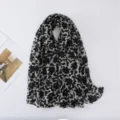 Women summer lightweight breathable scarf, abstract print shawl, elegant vintage wrap. - Black Gray Abstract