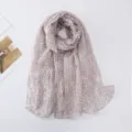 Lightweight women's printed scarf, summer breathable sun protection shawl and retro silk scarf. - Pink Purple Herringbone Leaf