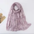 Women summer sun protection scarf purple printed lightweight breathable shawl scarf - Light Purple Print