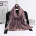 Women long stripe imitation silk scarf elegant spring autumn shawl fashion neckerchief item - Purple