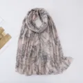Light pink floral print sun protection scarf, lightweight and breathable fabric for summer. - Light Pink Botanical Floral
