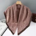 Women fashion brown patterned imitation silk square scarf stylish neckerchief accessory - Pink Brown