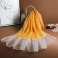 Frühling Sommer neue Kunstseide Schal Farbverlauf Perlen elegante Damen Sonnenschutz - Leuchtgelb
