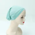 Plain cotton inner hijab cap for women, breathable stretchy under scarf in light green. - Light Green