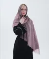 Bufanda de algodón lino degradado para mujer, hiyab de moda, chal con borlas suaves. - Degradado Rosa Marrón