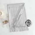 Silver metallic fringe scarf for women, elegant long shawl for autumn and winter wear. - Style 19