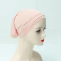 Pink stretch inner hijab cap, comfortable breathable cotton underscarf for women daily wear. - Light Pink