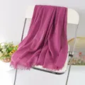 Solid color linen fringe scarf for women, lightweight autumn winter shawl wrap, purple. - Geometric #5