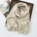 Women solid color shimmering long scarf rayon gold silver silk elegant shawl headscarf. - Light Gold (#12)