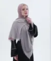 Bufanda de lino degradado de moda para mujer, hijab ligero y elegante turbante chic. - Degradado Rosa Gris