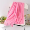 Pink solid color linen scarf tassel wrap shawl for women versatile fashion beach stole. - Size 7