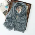 Women sparkly metallic solid color long scarf elegant shimmer hijab shawl wrap accessory - Green (#13)