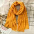 Women yellow cotton linen scarf casual solid color shawl breathable fashion autumn winter wrap - Yellow (#15)