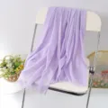 Light purple solid color linen scarf, versatile fringed shawl and beach headscarf variant. - Style #8